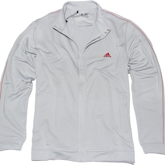 NWT Men's Size XL Adidas Chrome Gray Golf Full Zip Front Tricot Logo Jacket - Picture 1 of 4